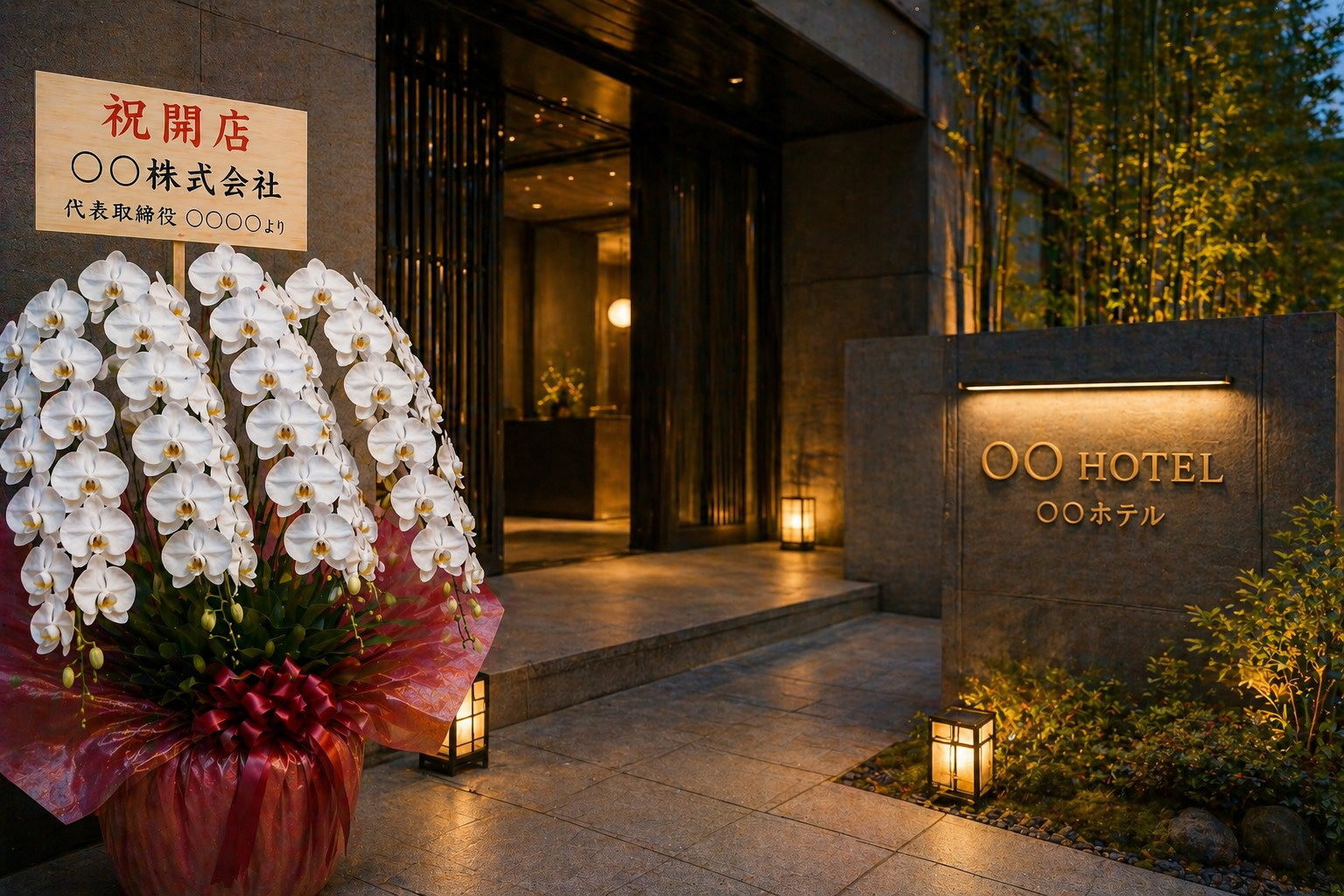 フィットネスジムの開業祝いに複数贈られた白胡蝶蘭