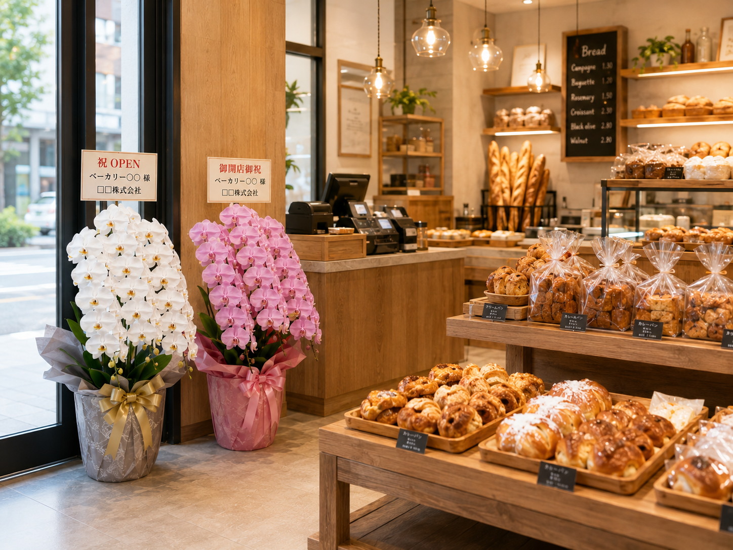 沖縄市のパン屋開店祝いに胡蝶蘭｜ベーカリーに合う贈り方