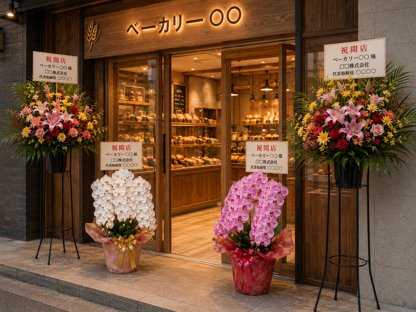 糸満市のパン屋開店祝いに贈る胡蝶蘭｜店内に置きやすい選び方