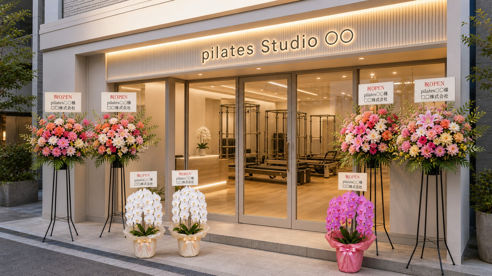 ピラティススタジオ開店祝いにリップカラー胡蝶蘭