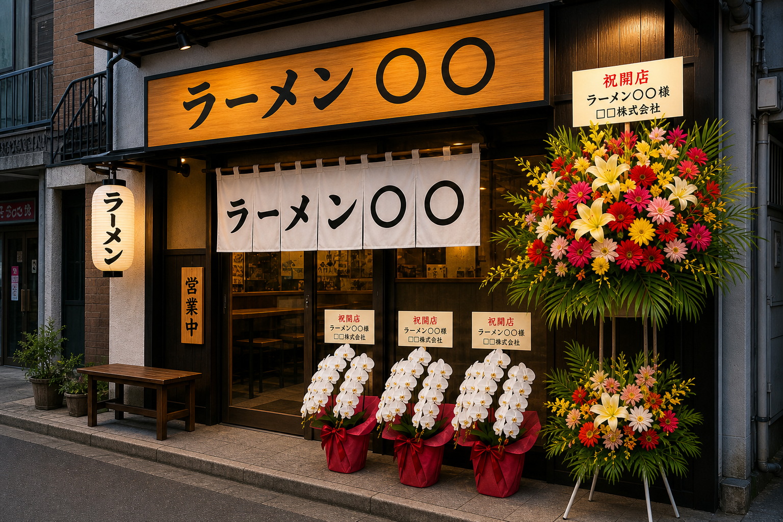 ラーメン店開業祝い2本立て胡蝶蘭