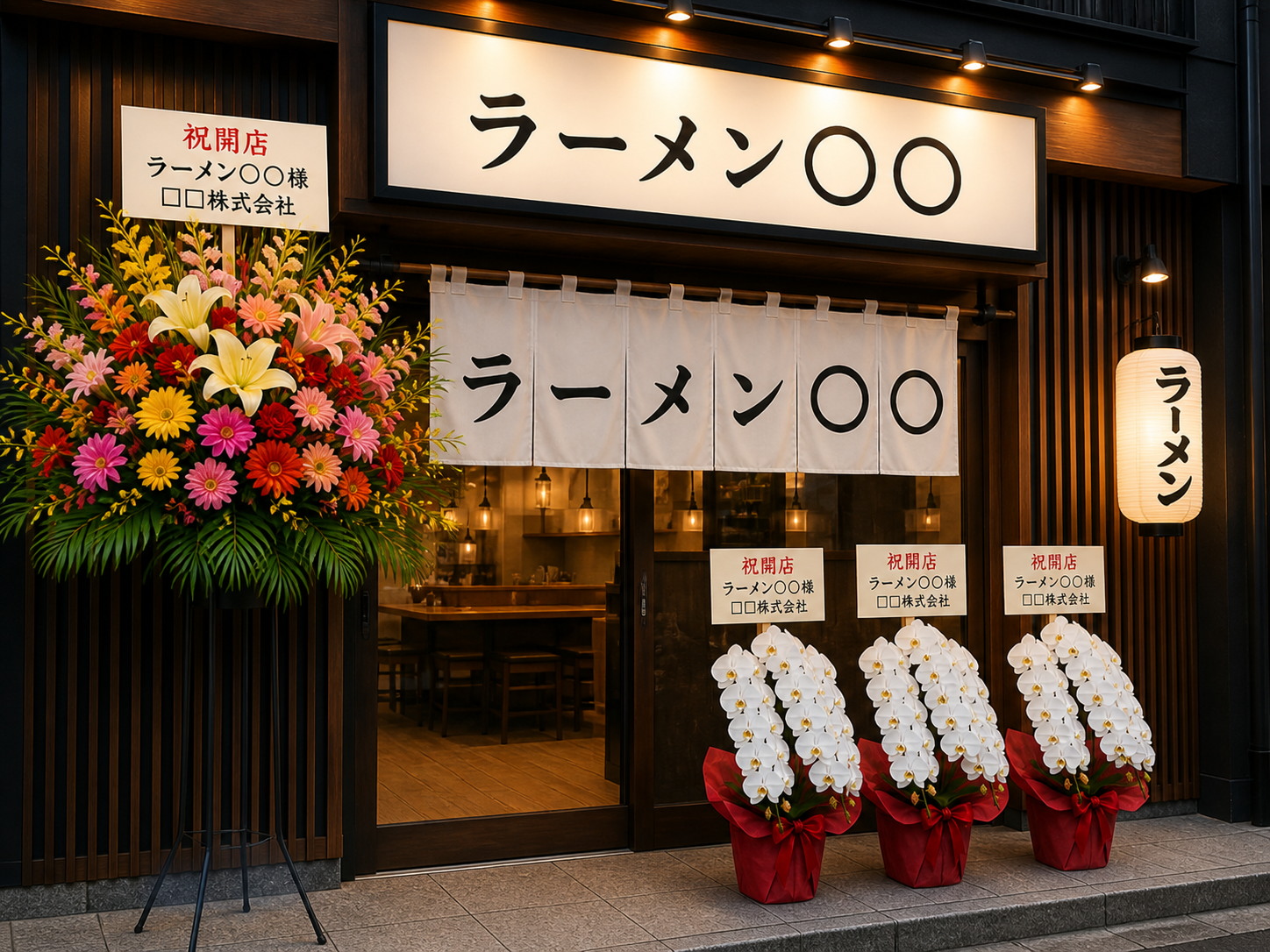 ラーメン店開店祝い胡蝶蘭の当日配送