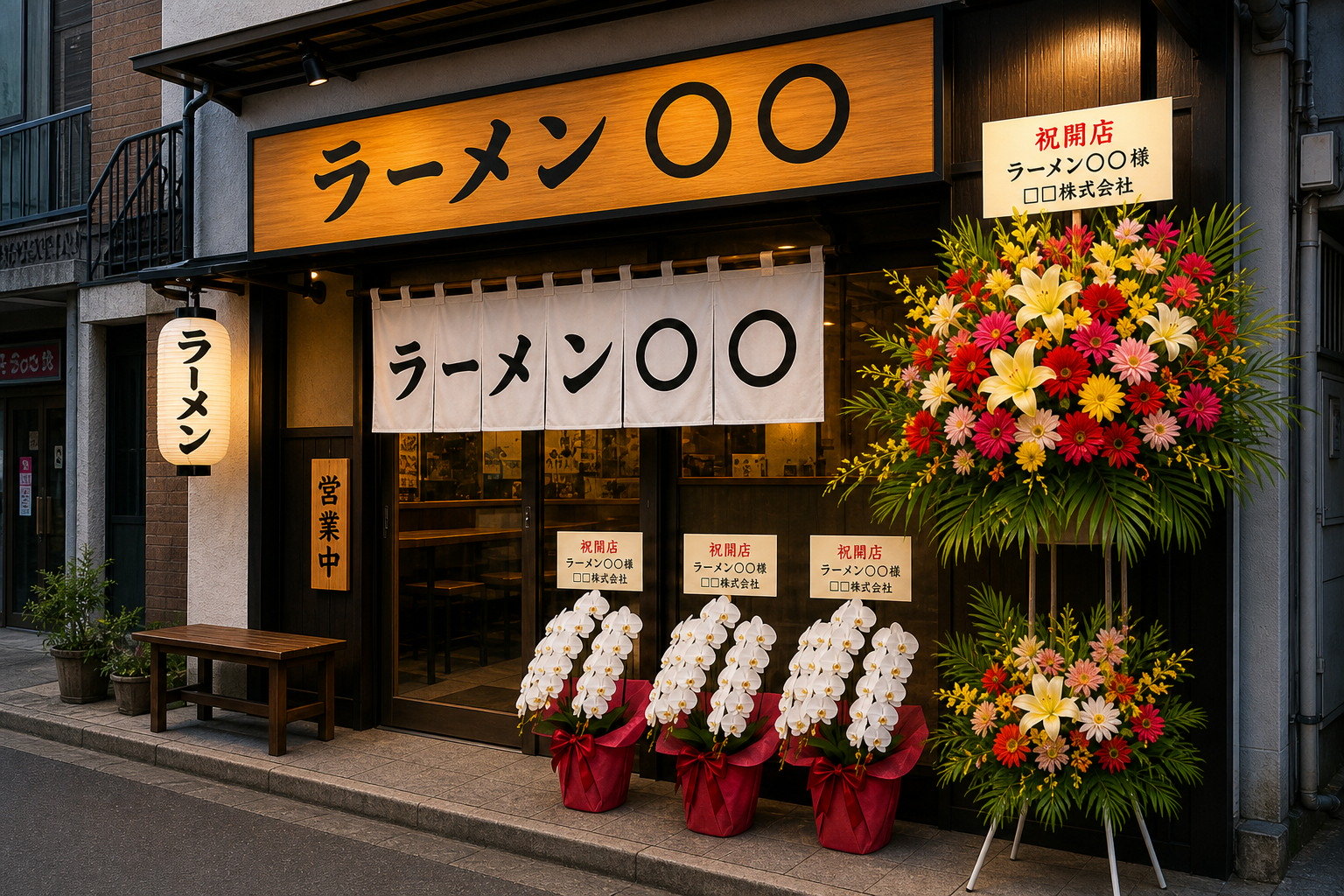 ラーメン店開業祝い2本立て胡蝶蘭
